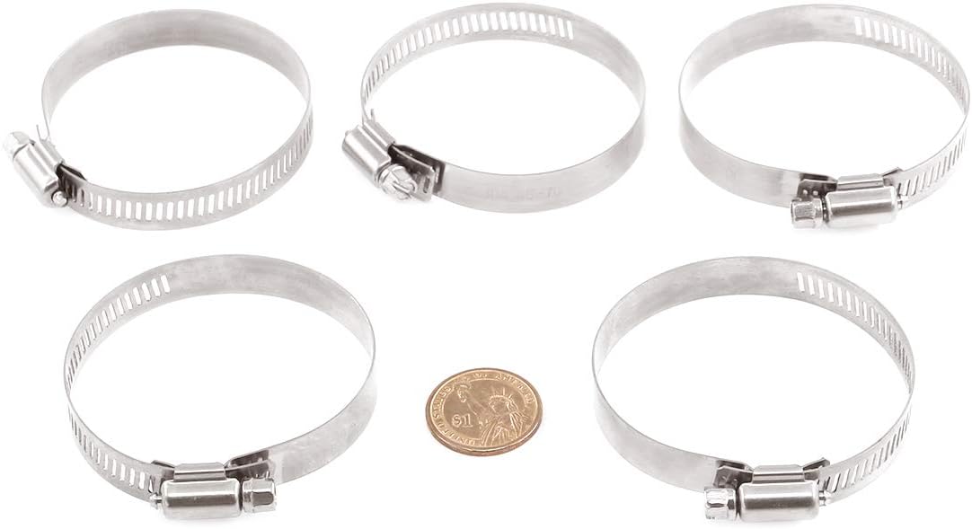 Keadic 25Pcs Adjustable Fuel Line Clips Worm Gear Hose Clamp Assortment Kit for Various Pipes Automotive Mechanical Use - 304 Stainless Steel (46-70mm)