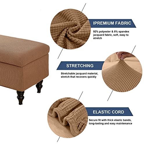Image of FUANGUI Ottoman Cover Stretch Storage Ottoman Bench Slipcover Printed Folding Storage Bench Ottoman Cover Footrest Stool Slipcover Footstool Protector Cover with Elastic Bottom,Large