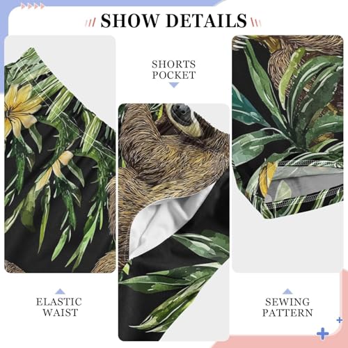 ZZXXB Sloth Tropical Leaves Boys Long Pants Soft Trousers Elastic Waist Kids Lounge Bottoms with Pockets S-XL4