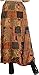 Exotic India Long Printed Dori Skirt from Gujarat with Patch Work - Rayon - Color Beige