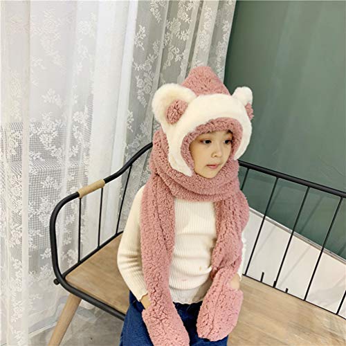 TONWHAR Womens Cute Winter Thick Warm Long Hooded Scarf with Mittens4