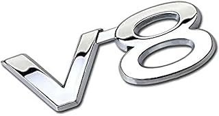 3D Car Logo Sticker Decal - V8 Silver - 9cm by 3.5cm - KaberTrade