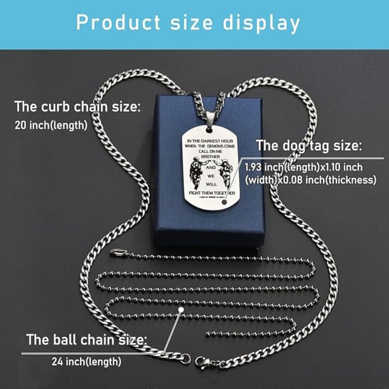 Image of New Dog Tag Necklace Fraternal Pendant For Men Motorcycle Army Brothers Soldier Tough Man BFF Stainless Steel Jewelry Gift SilverShivBLR49
