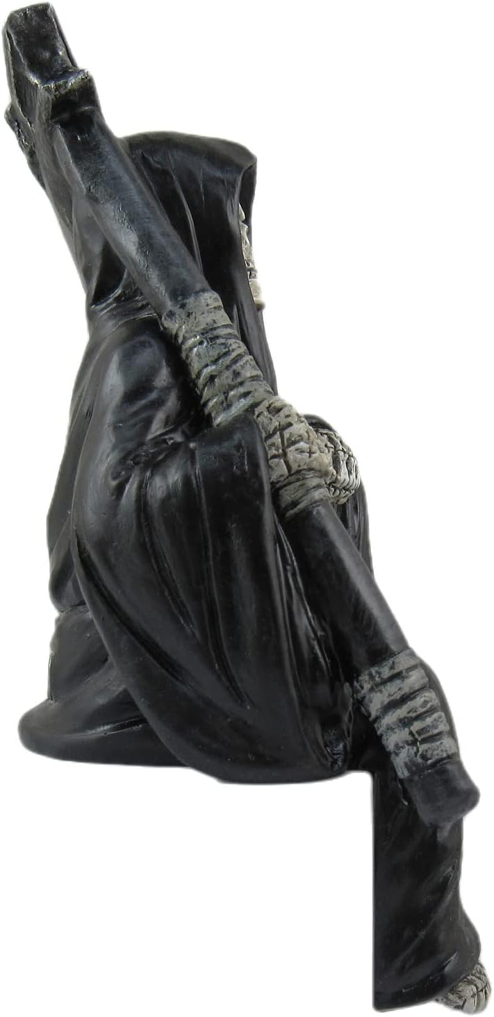 DWK " Nothing But Time Grim Reaper Book Shelf Figurine Sitter | Bookshelf Décor for Home | Skull Goth Decorations | Home Office Décor | Figurines and Statues - 5"