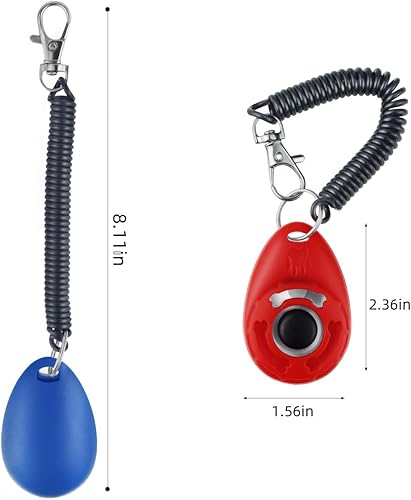 Miniatura 2 de yuntop Clicker de entrenamiento de mascotas de 4 piezas con correa para la muñeca y bolsa de entrenamiento de perros, clicker de entrenamiento para