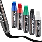 Svalor 15mm Acrylstifte Breit,5 Pcs Graffiti Stift, Bunt Acrylmarker Keilspitze, Permanent Marker Dicke Spitze, Wasserfest Graffiti Stifte zum Bemalen Holz Glas Metall Karton Kunststoff
