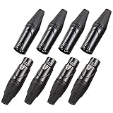 MFL. 4 Pairs 3 Pin XLR Cable Connector Male and Female with Nickel Housing and Silver Contacts Mic...