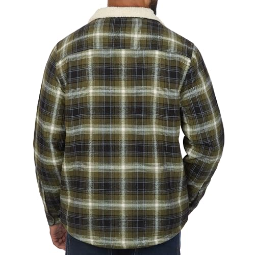 The American Outdoorsman Flannel Shirt Jacket with Sherpa Fleece Lining & Faux Sheepskin Collar - Winter Flannel Jacket4
