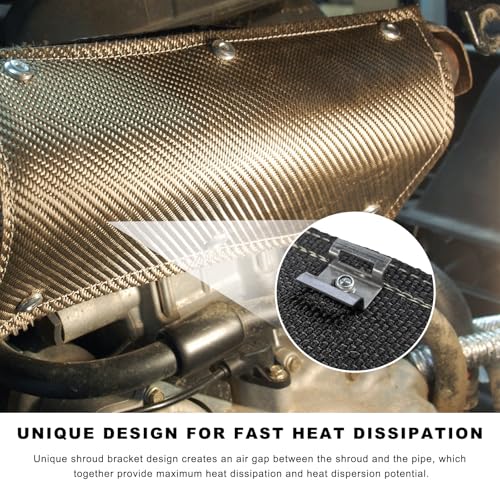 YTFRL Titanium Pipe Shield, 6" x 12" Exhaust Heat Guard Cover with Gloves & Hose Clamps, Two-layer Motorcycle Exhaust Wrap Muffler Heat Insulation Protection up to 1350°F by YTFRL - Image 5