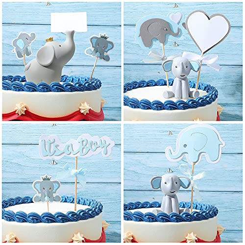 30 Pieces Elephant Cake Decor Include Blue Elephant Cupcake Topper Elephant Birthday Cake Topper Resin Elephant Cake Figurine Double-Sided Elephant Cupcake Pick For Baby Shower Birthday Party Supplies #TOP2