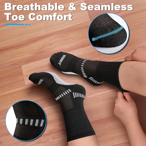 Bigant Boys Socks Cushioned Compression Athletic Crew Socks Running Arch Support for 4-12 Years Old Gilrs Kids Youth 4 Pairs4