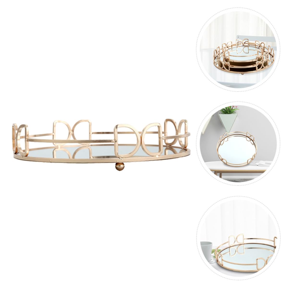 BESTOYARD Bandeja Decorativa Adecuado para Organizar Objetos de Escritorio Espejo Dorado de Metal Resistente al Desgaste y Diseño Moderno para Sala de Estar o Banquetes