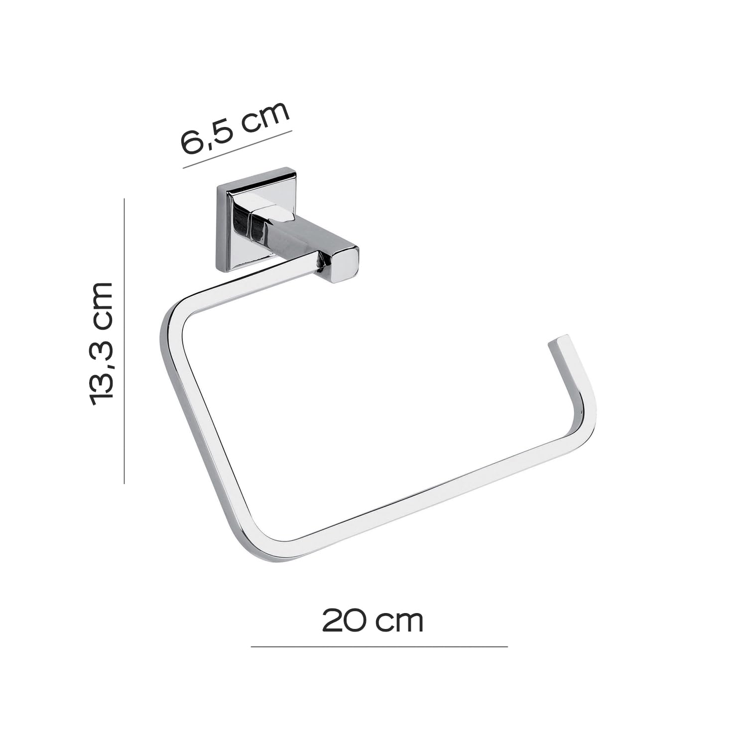 GEDY | Toallero de Anillo Colorado de Acero Inoxidable y Cromado, Colgante de Toallas, fijable con Tornillos incluidos o Pegamento, Peso soportado 7 kg, Cromado, 13,3 x 20 x 6,5 cm