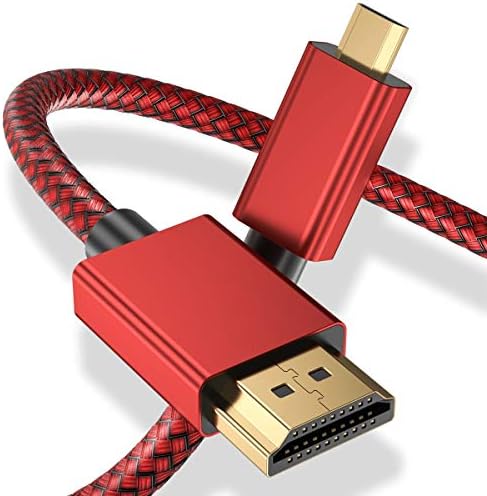 RUXELY Micro HDMI to HDMI Cable 4.5M,4K 60Hz 3D Nylon Braided Micro HDMI Lead Type D Cord for Raspberry Pi 4 4b,GoPro Black Hero 7 6 5 4,Sony Camera A6000 A6300 A6400,Nikon B500,Lenovo Yoga 3 Pro 710