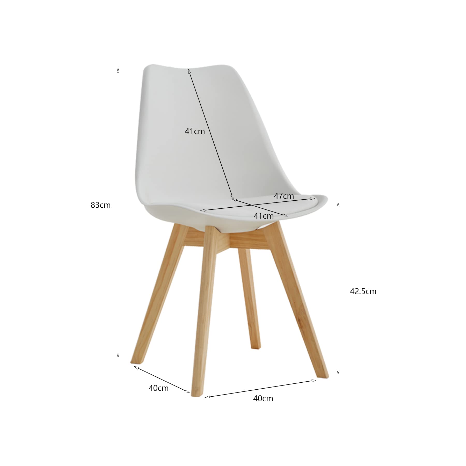 GrandCA HOME Pack de 6 Sillas de Comedor, Silla de Cocina con Patas de Madera de Pino, Sillas Tapizadas para Comedor, Sala y Cocina, Blanco