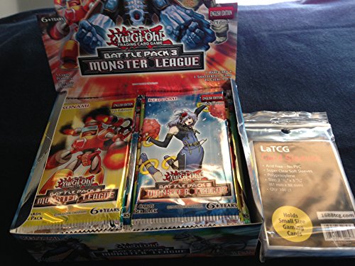 LaTCG 1 YuGiOh Battle Pack 3 Monster League 1st Edition Booster Pack + 100 Clear Soft Sleeves