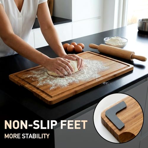Set 3 tablas de cortar bambú con pies antideslizantes miniatura 3