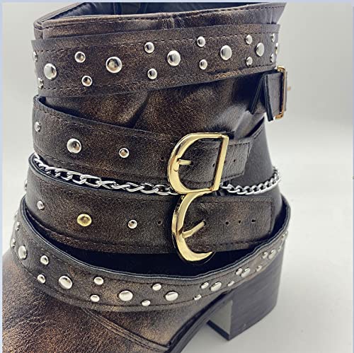 Women Vintage Western Cowboy Boots Chunky Low Heel Cowgirl Ankle Booties Motorcycle Leather Bootie Shoes3