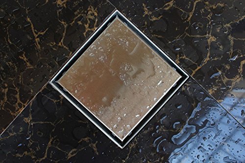 BERNSTEIN Edelstahl-Duschrinne T02 Bodenablauf für Duschkabine - inkl. Ablaufblende - Größe wählbar, Größe: 20 x 20 cm