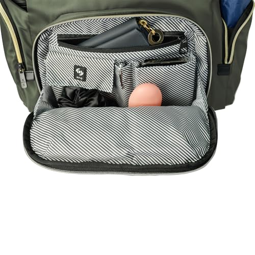 Image of Kenneth Cole REACTION Madison Square Lightweight Hardside Chevron Expandable Spinner Luggage, Olive, 2-Piece (20 inch Carry On + Sophie Backpack), Kenneth Cole Reaction Women's Madison Square Hardside