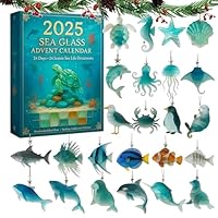 Sea Glass Advent Calendar 2025, 2025 Sea Glass Marine Life Advent Calendar, 24 Cute SeaLife Decorations, Holiday and Home Decoration (1pcs)