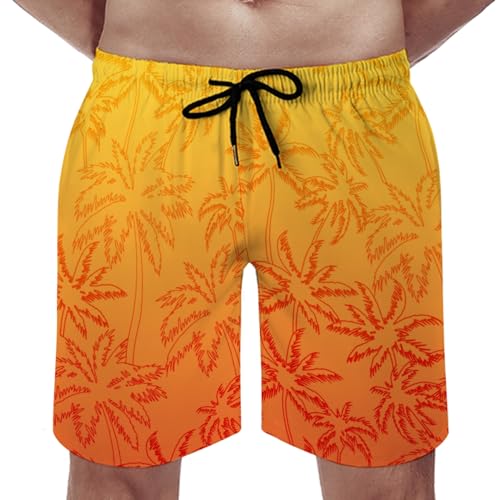 Yellow Orange Gradient Coconut Tree Men's Swim Trunks Vacation Board Shorts Shorts Swimwear Bathing Suits with Pockets4
