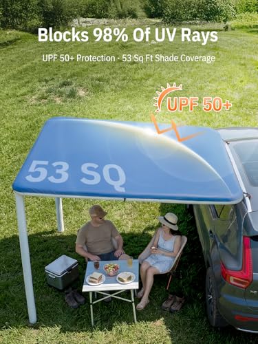 Image of Niphean Car Awning for SUV, Truck& Rv, 2-Min Quick Setup Vehicle Awning | No Roof Rack Required, Inflatable Rv Awning Camping Sun Shade 8.2' x 6.5', Waterproof UV50+, Durable & Wind-Resistant