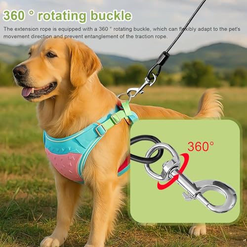 HUANR Bissfeste Hundeleine, Stahlseil Hund Sicherheitsgurt, Hundeleine Verlängerungsseil mit 360° Schnalle, Schwarzes Hausleine für Hunde, für Zuhause, Park und Camping