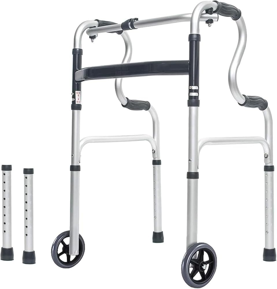 Andador plegable con altura y asiento ajustables, ayuda de movilidad de aluminio ligero para mayor estabilidad y comodidad