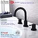 RKF Bathroom Sink Faucet 3 Hole Matt Black 8 Inch Widespread With Drain Double Lever Handle Vanity Basin Mixer Tap Hose&Deck WF015MB
