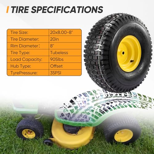 20x8.00-8 Tire and Wheel Assembly - Specifications
