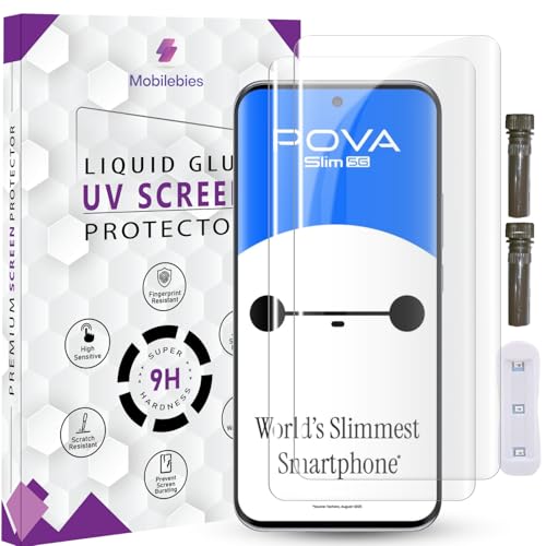 Image of Advanced HD+ UV Tempered Glass Screen Protector For Tecno Pova Slim 5G (6.78 Inch, Pack of 2) Full Adhesive UV Curved Screen Guard, Case Friendly with installation kit