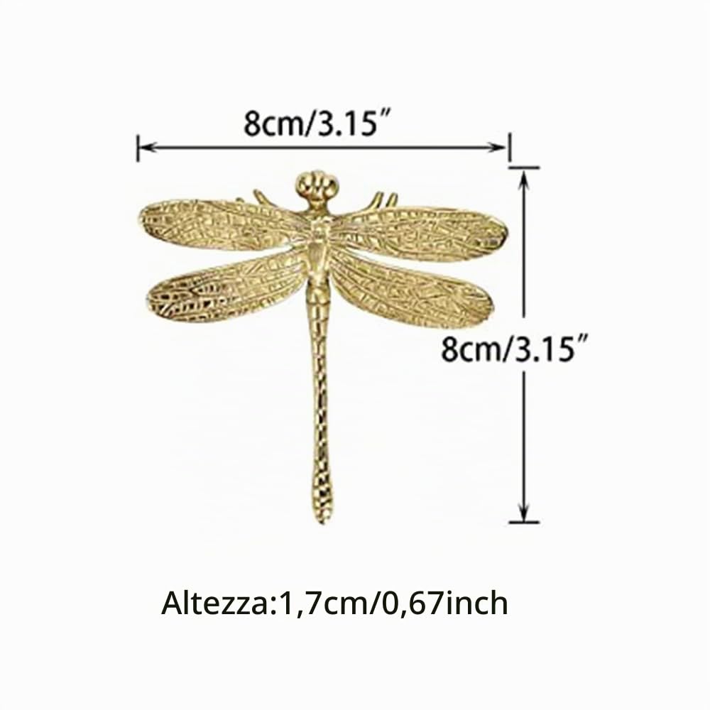 Pomelli creativi per cassetti, pomelli per mobili dal design a forma di libellula, pomelli per cassetti in ottone con vite per armadi, guardaroba, armadietti, comò (4PCS)