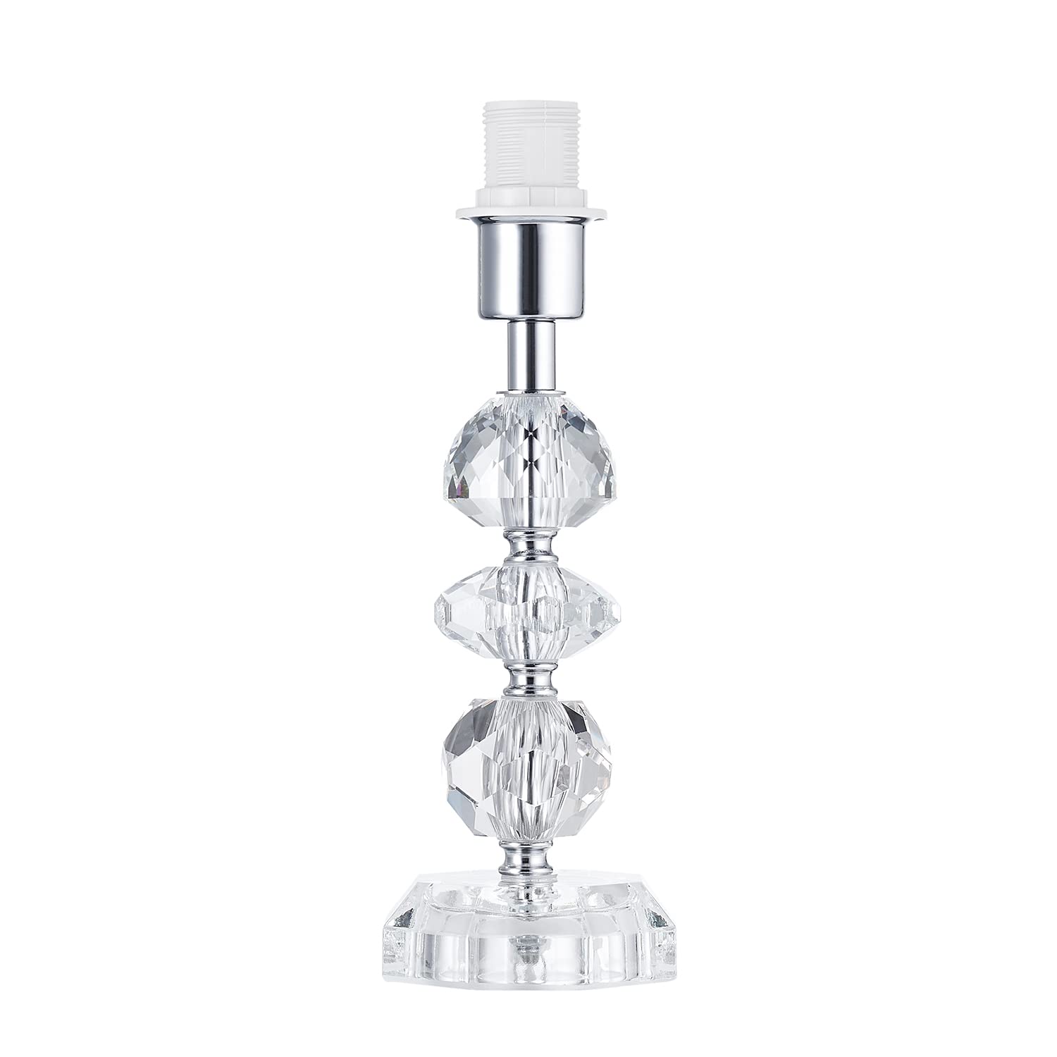 Modern Chic Clear K9 Crystal Glass Table Lamp - Metal Base - Faceted Moulds - Happy Homewares