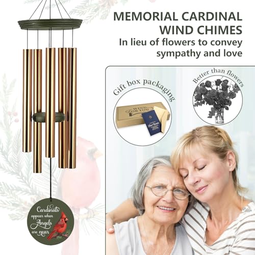 Image of ASTARIN Cardinal Memorial Wind Chimes, 36 inch Personalized Name Sympathy Wind Chime, Windchimes in Memory of Loved One, Bereavement Condolence Gift for Loss Mom Dad Sister Son(Produced in Texas)