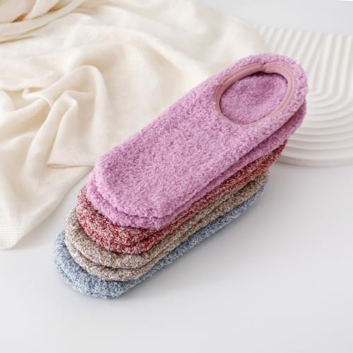 Image of SKOLA Cozy Winter Fuzzy Women Socks Grip Slippers Fluffy House Non Skid Microfiber Socks