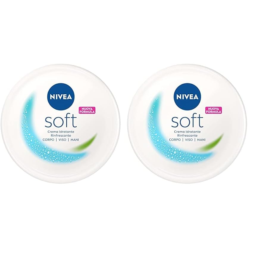 NIVEA Soft Crema Multiuso 1 x 300 ml, Crema Idratante e Rinfrescante, Crema Viso, Corpo, e Mani a Rapido Assorbimento, Arricchita con Vitamina E e Olio di Jojoba (Confezione da 2)