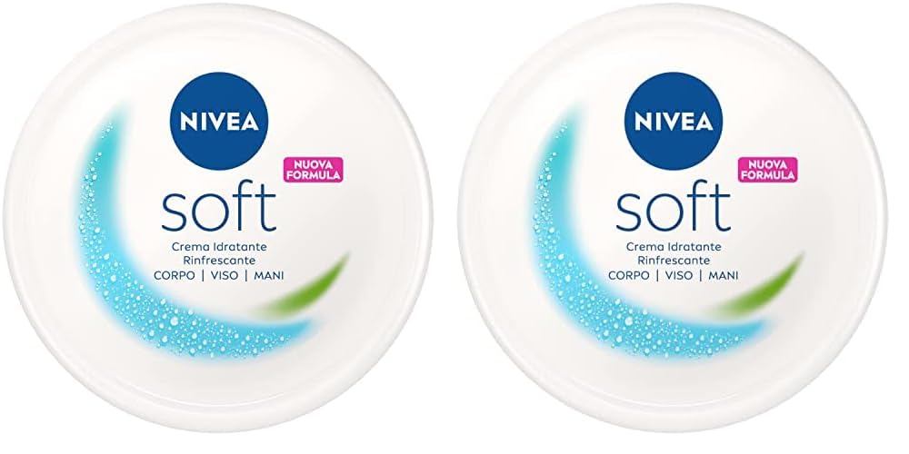 NIVEA Soft Crema Multiuso 1 x 300 ml, Crema Idratante e Rinfrescante, Crema Viso, Corpo, e Mani a Rapido Assorbimento, Arricchita con Vitamina E e Olio di Jojoba (Confezione da 2)