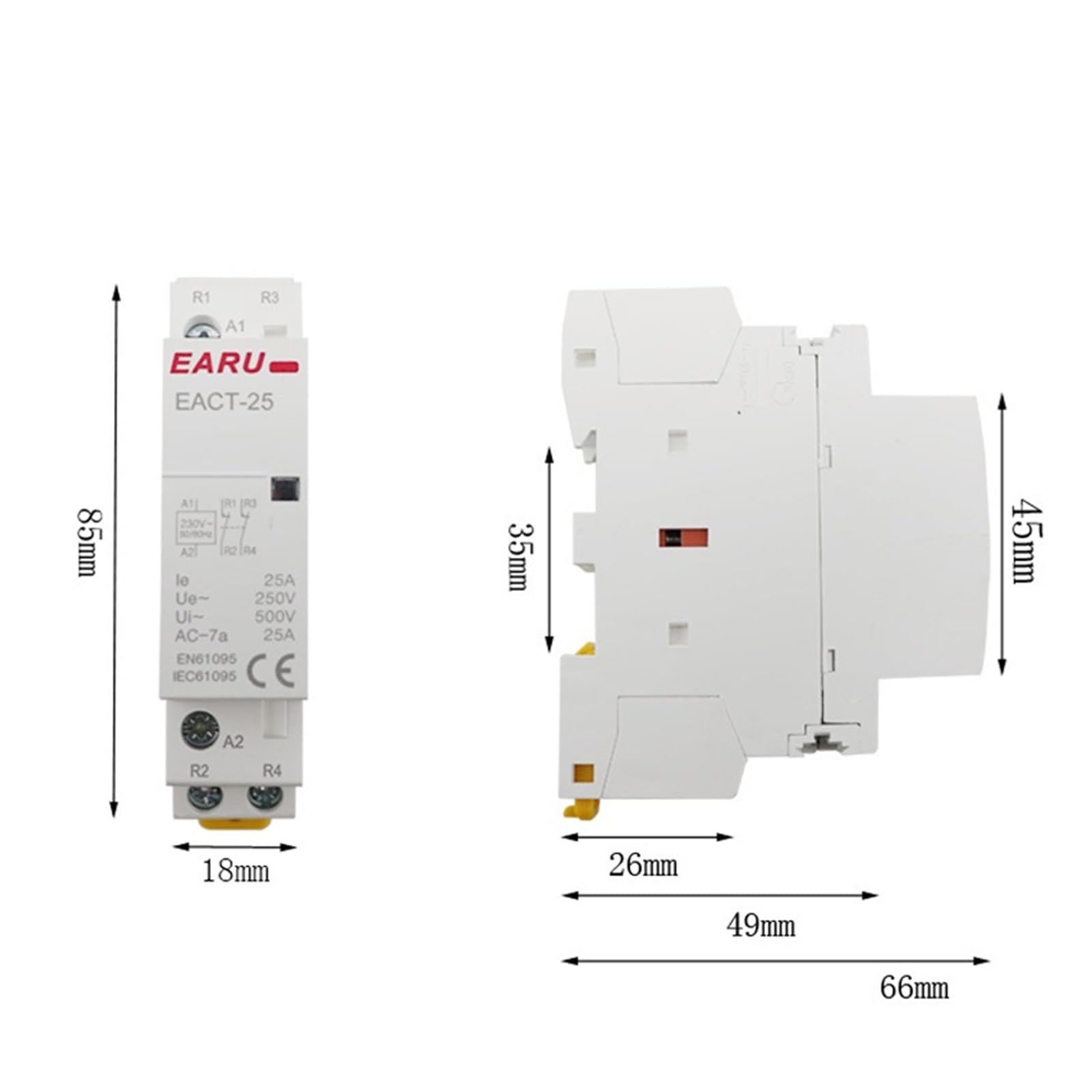 Contactor modular de CA montado en riel DIN 2P 16A 20A 25A 1NO 1NC 2NO 2NC AC 220V 230V 50/60Hz Montaje en riel DIN para el hogar (2P 16A 2NC)