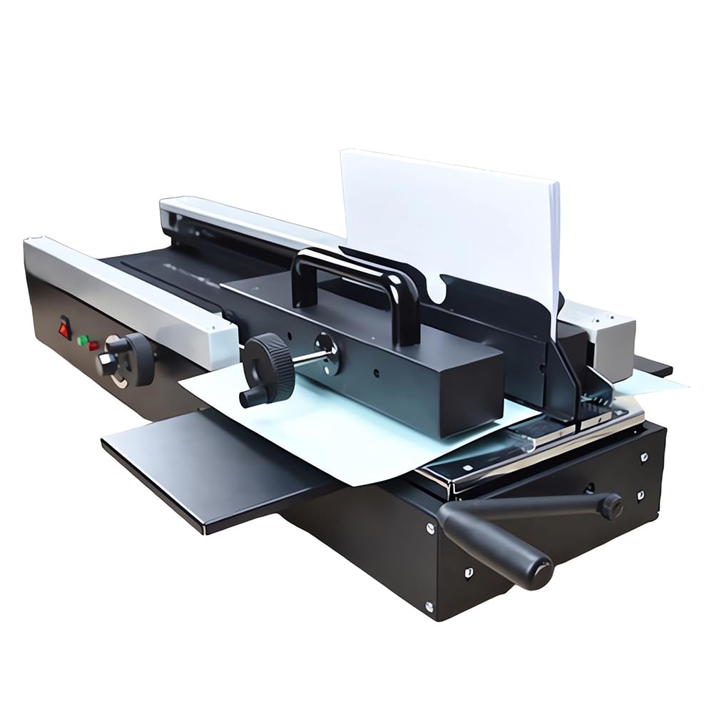 Encuadernadora de Libros A4, 200 Piezas/H Encuadernadora Perforadora de Papel con Pegamento termofusible inalámbrico, Espesor del Pegamento 40 mm, Longitud del Pegamento 32 cm, par