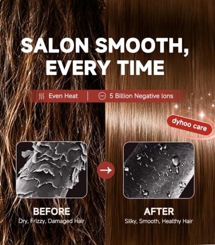 DYHOO Professional Flat Iron, 11 Temp Settings,Wide Hair Straightener, Ceramic Floating Plate with LED Display, Fast Heat-Up, Negative Ion, Auto Shut-Off & Global Voltage, Pink — view 6