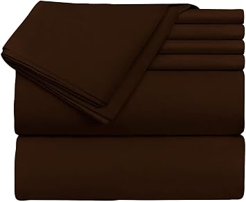 Top Split Head King Sheets for Adjustable Bed-800 TC-100% Cotton Flex Top Split Sleep Number King Bedding Set Chocolate, Split Down 32Inch from The Top, Fits Upto 14 Deep Pockets