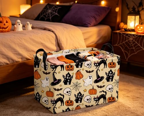 Image of Rectangle Kids Baskets Halloween Basket Cute Storage Bin for Room Decor Gift Basket(Horror Halloween)