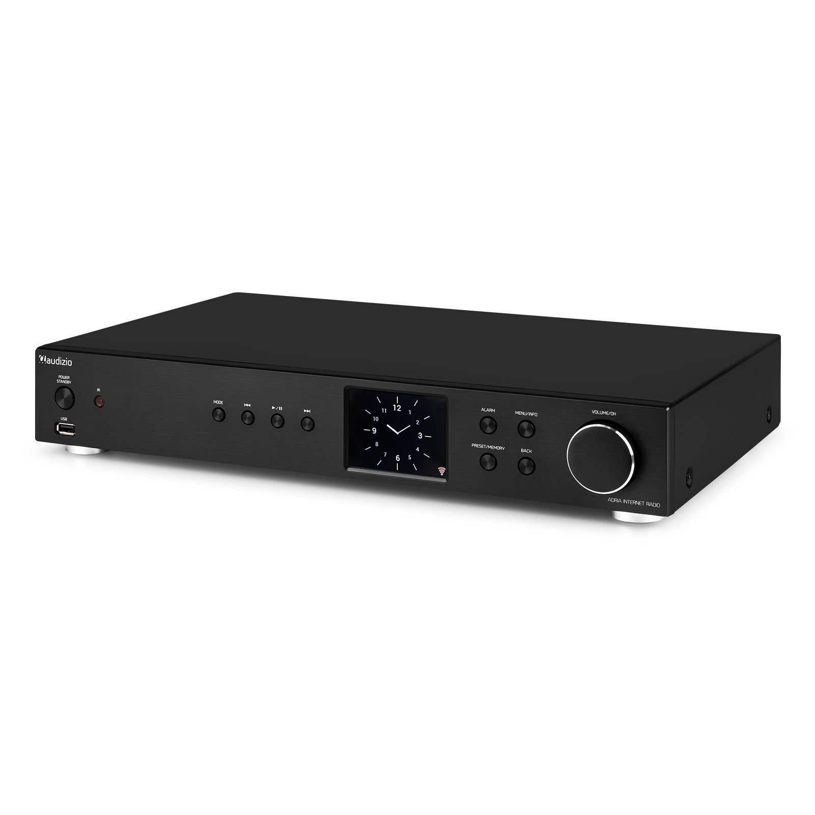 Audizio Adria - Internetradio WLAN Radio mit Bluetooth, DAB Tuner, Spotify Connect, HiFi-Tuner, Internet Radio, USB, AUX, RCA Out, Optical, Fernbedienung - Schwarz