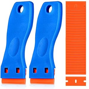 Plastic Razor Blade Scraper, 2PCS Scraper Tool with 60PCS Plastic Blades, Cleaning Scraper Remover for Stickers, Decals…