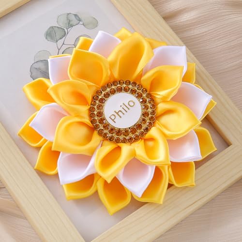 Image of Handmade Layers Silk Ribbon Flower Corsage Society Greek Letters Philo Brooch Pin Women Party Gifts Jewelry
