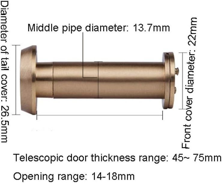 ARCH High-Definition Anti-Theft Door Viewer Full Copper Peephole Glass Lens Integrated with Back Cover for Home Security System (Size : 45-75mm)