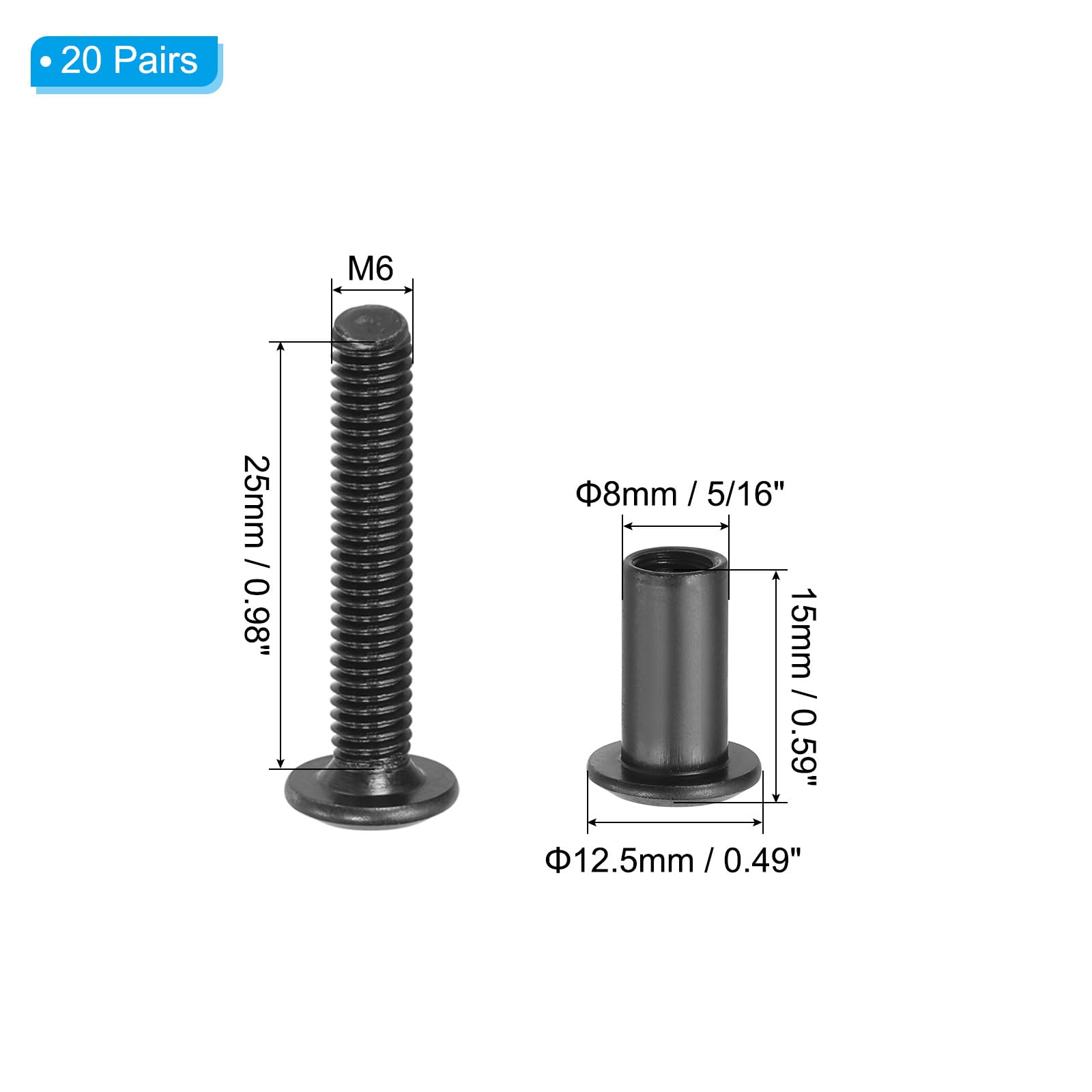 PATIKIL M6 x 25 mm Hex Chicago Screws - Image 2
