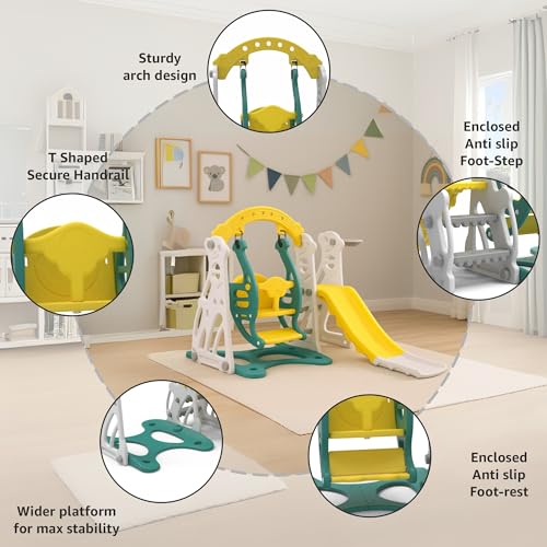 Image of Amazon Brand - Solimo 3-in-1 Garden Penguin Slide & Swing for Indoor & Outdoor Use | for Kids 2-5 Years Old | Safe & Fun | Ideal for Boys & Girls | Toy for Kids | Easy Assembly, Multicolor