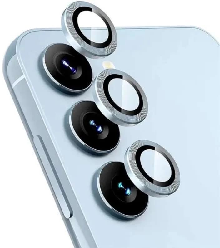 Image of Blling Camera Lens Protector For Samsung Galaxy A55 5G |Full Coverage 9H Surface Hardness Tempered Glass with Metal Ring Guard Camera Protector - [3-Pack, Blue